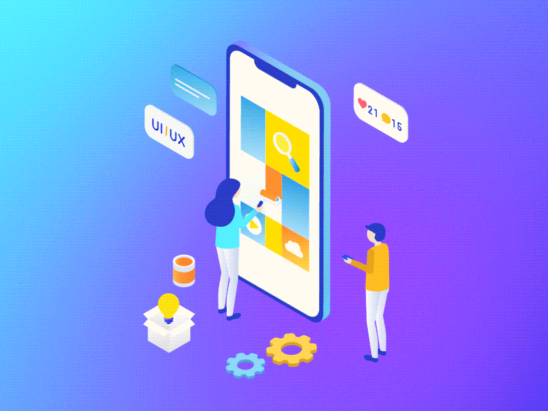 Ui Ux Design app app animation characters concept design gif gradient isometric mobile painting ui ux ui animation