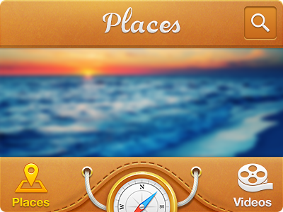 Travel app UI app bar button compass icons ios tab travel ui