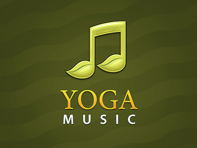 Yoga Music green leaf logo music note yoga