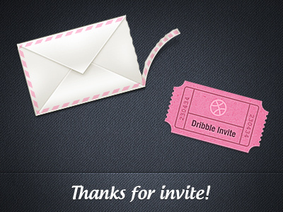 Thanks for the invite! envelope invite thanks ticket
