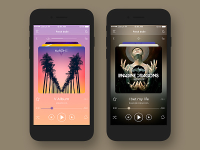 Music Player App album app application dark darkcolors ios iphone music player ui ux