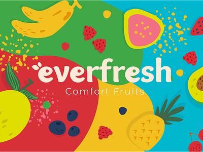 Everfresh Logo bold branding colorful design e logo flat design fresh frozen fruits fruit happy icon joy logo logomark minimal symbol wordmark
