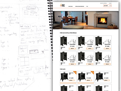 Fireplace sales & installations website business responsive sketch usability webdesign website