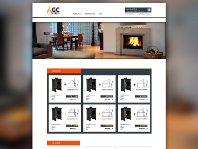 Refined homepage for fireplace sales & installations website