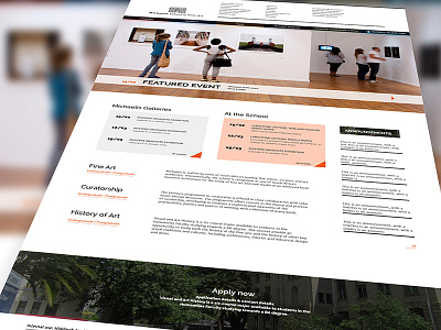 Fine Art school redesign - first drafts, home artschool education webdesign
