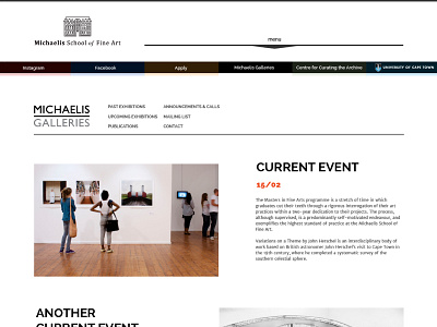 Galleries page artschool education gallery webdesign