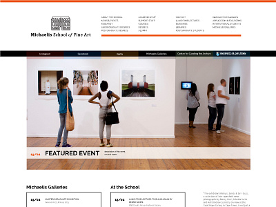 Fine Art school redesign - home page