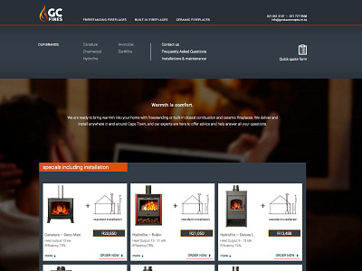 Fireplace company update fireplaces shop webdesign website