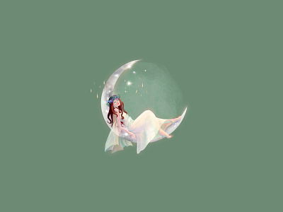 Fairy Moon watercolor feminine logo