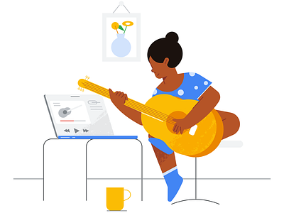 Tutorial affinity designer character flat girl google guitar learning lines play simple vector illustration