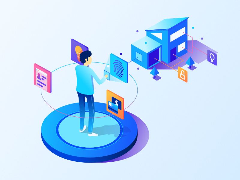 Biometrics - Isometric Illustration iot house biometrics isometric blockchain