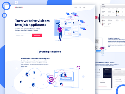 Emplocity - Landing page clean emblemo illustration landing page marketing social media ui uidesign ux uxdesign web website