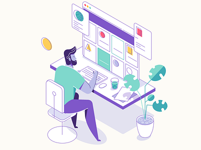 At work affinity designer character clean flat illustration simple vector