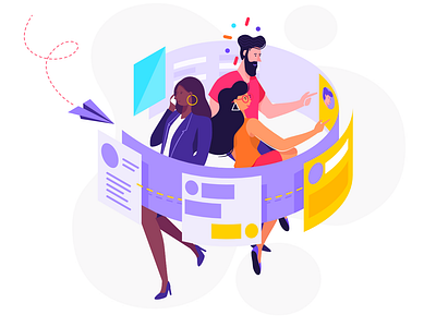 Collaboration affinity designer character hr illustration isometric man pattern vector woman