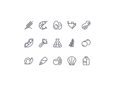 Food allergens icons airbnb allergy food food app icon icon set icons lineart vector webdesign