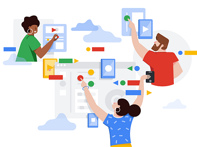 Google Cloud Identity - Illustration characters cloud colaboration flat google illustration vector