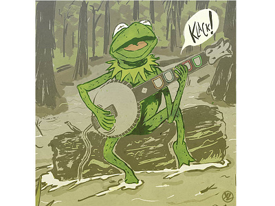 Rainbow Connection banjo editorial design guitarhero illustration jimhenson kermit muppets puppets swamp