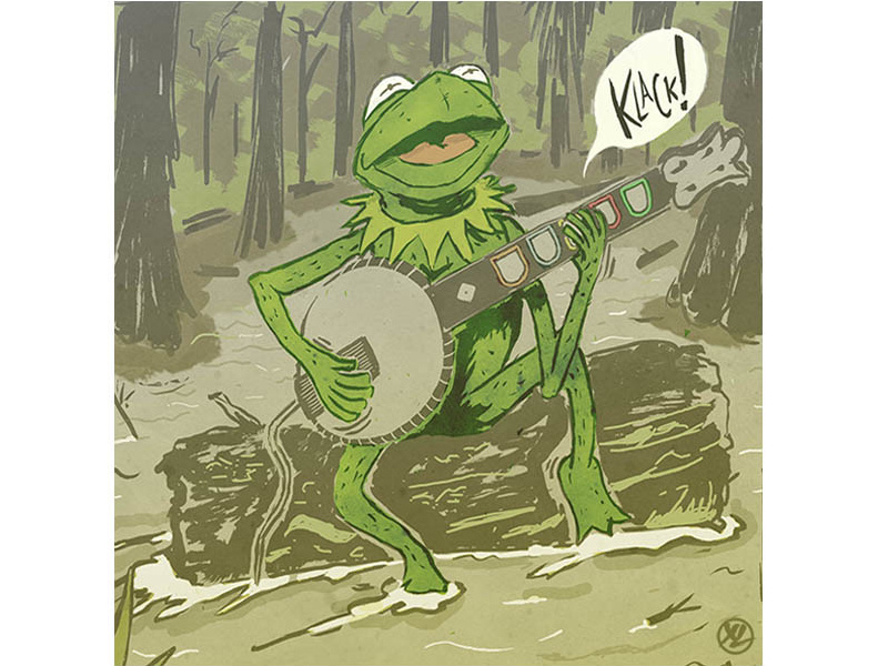 Rainbow Connection editorial design illustration swamp banjo guitarhero jimhenson kermit puppets muppets