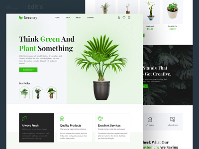 Greenry - Plant Shop Landing Page branding design ecommerce ecommerce website furniture graphic design illustration landing page nature online shopping plant plant shop service shop store testimonials typography ui ui design web design