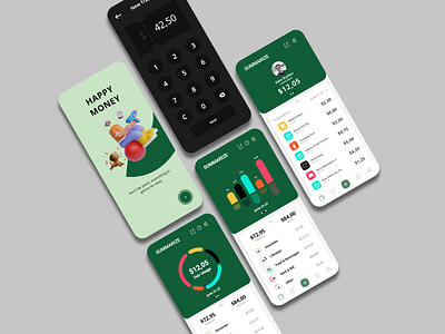 Happy Money - ur financial management app branding graphic design ui ux