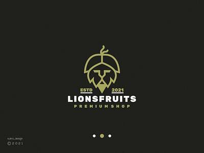 Lions fruits logo branding design fruits graphic design icon illustration lineartlogo lion logo minimal ui ux vector