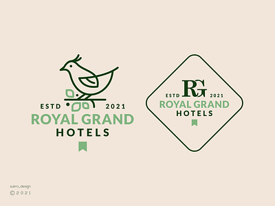 Royal Grand Hotels logo bird brand branding clean design elegant graphic design hotels icon line logo logoinspiration logomark logos minimal