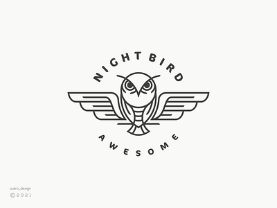 Night Bird logo animal bird brand branding clean design graphic design icon illustration line logo minimal night owl simple ui ux vector