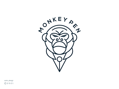monkey pen Logo branding design graphic design icon illustration line logo logoinspiration logomark logos minimal monkey pen ui ux vector