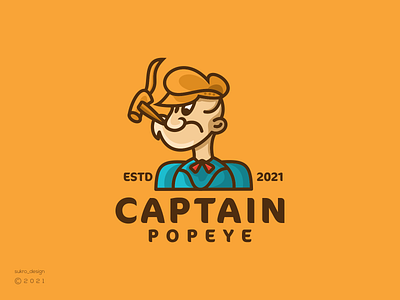 Captain Popeye Logo branding captain cartoon design graphic design icon illustration lineart logo minimal popeye ui ux vector