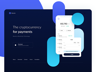Litecoin Dark version app blockchain crypto design donate ethereum ethworks history landing litecoin minimal payment payments receive scan send ui ux vector wallet