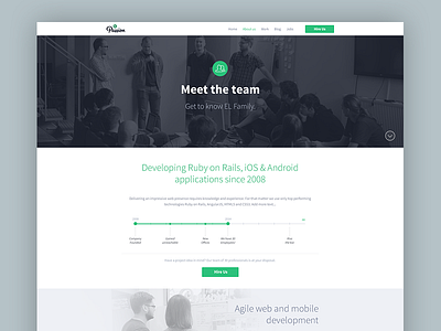 El Passion 3.0 - about us about us button flat green header image page team timeline top web white