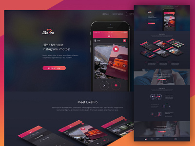 Likepro App app gradient image ios iphone mobile photo swipe