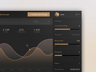 Dashboard (WiP) app dashboard design graph profile settings survey ui ux web