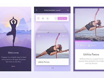 Yoga iOS app app filters ios iphone mobile modal navigation play slider walkthrough