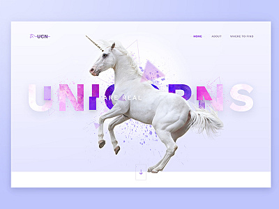 Unicorn- don't take it too seriously about design home landing minimal navigation page scroll typo