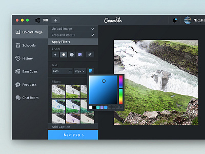 Gramblr - native OS X app app button color edit filters native navigation osx photo tool