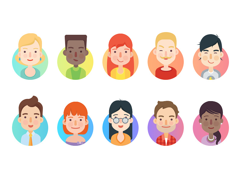Characters graphic people design men woman colors illustration character art