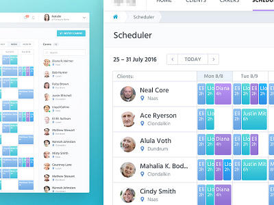 Scheduler app button calendar list schedule table ui user ux web