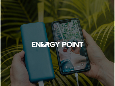 Energy point. Power bank rental logoars minimalist logo