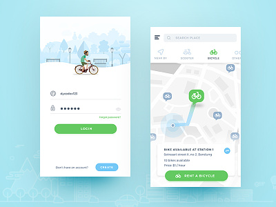 Bike Rent App bike ios maps mobile pin point ui user interface ux