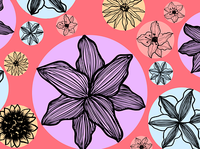 BLOOMS autumn bloom design flower flower illustration illustrator pastel pastel pink