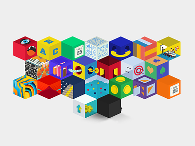 Set of Cubes design icon illustration