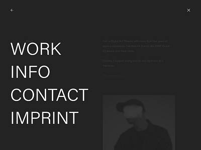 Personal Website WIP contrast dark interaction minimal navigation personal portfolio typography ui webdesign website wordpress