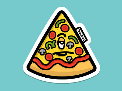 The pizza god is watching you illustration pizza sticker vector