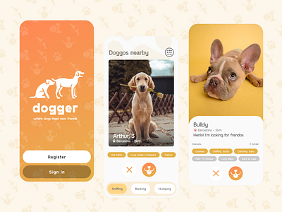 Dogger - Tinder for dogs concept concept dating app doggos dogs fun mobile pets tinder ui ux