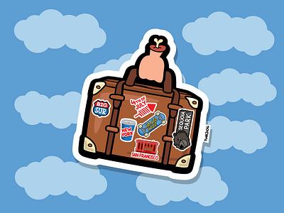 Holidays - 6th sticker icon illustration sequoia park sticker suitcase vector