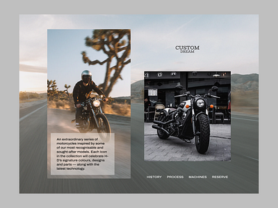 Custom Motorbikes Website Concept brutalist ecommerce home page landing layout minimal minimal design motorbikes motorcicles photography responsive responsive design web web design website