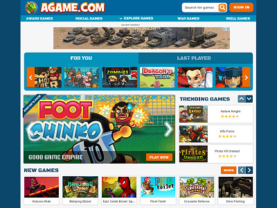 Agame.com homescreen - new layout gaming ui ux visual design web design