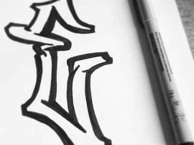 E drawing e graffiti handmade letter sketch type