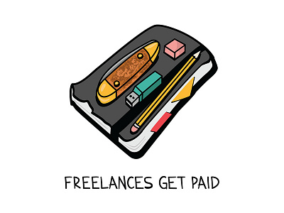 Freelance get paid icon illustration notebook tools vector